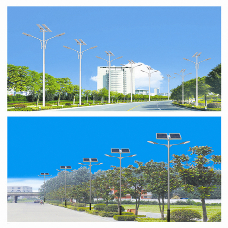 Farola solar de doble brazo