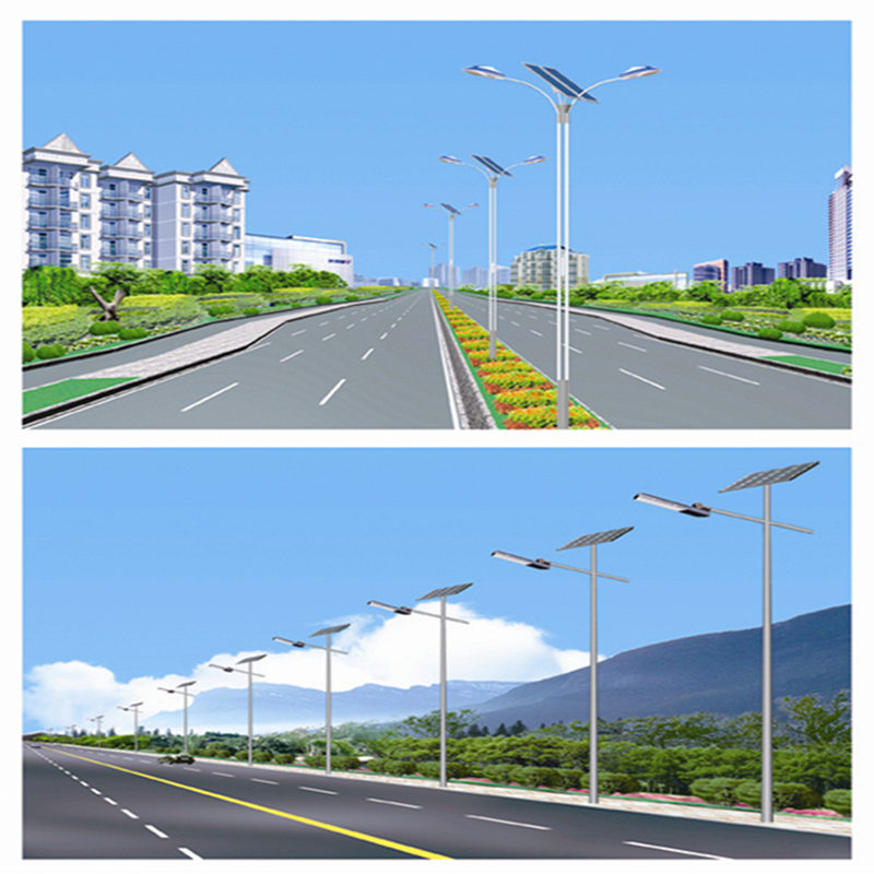 Farola solar de doble brazo