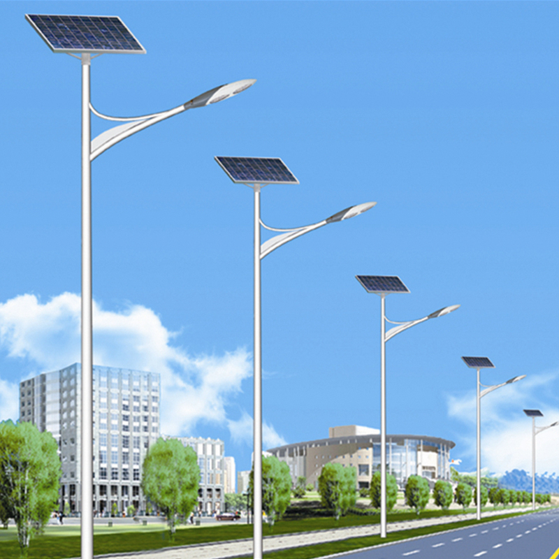 Farola solar de doble brazo