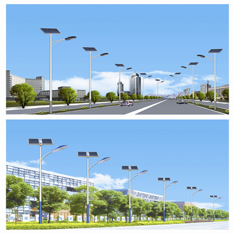 Farola solar de doble brazo