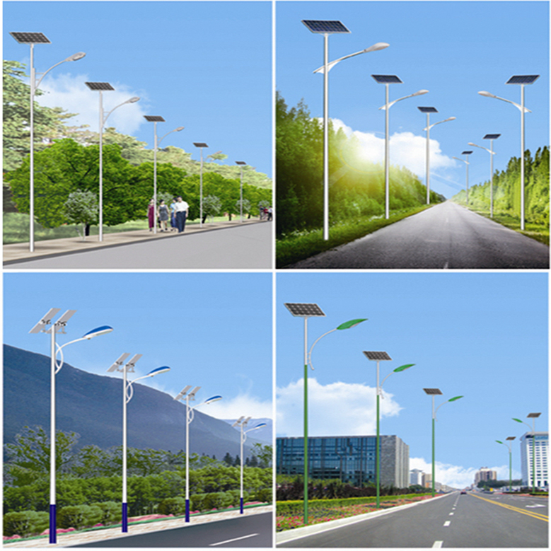 Farola solar de doble brazo