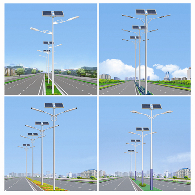 Farola solar de doble brazo