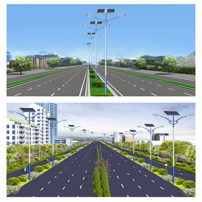 Farola solar de doble brazo