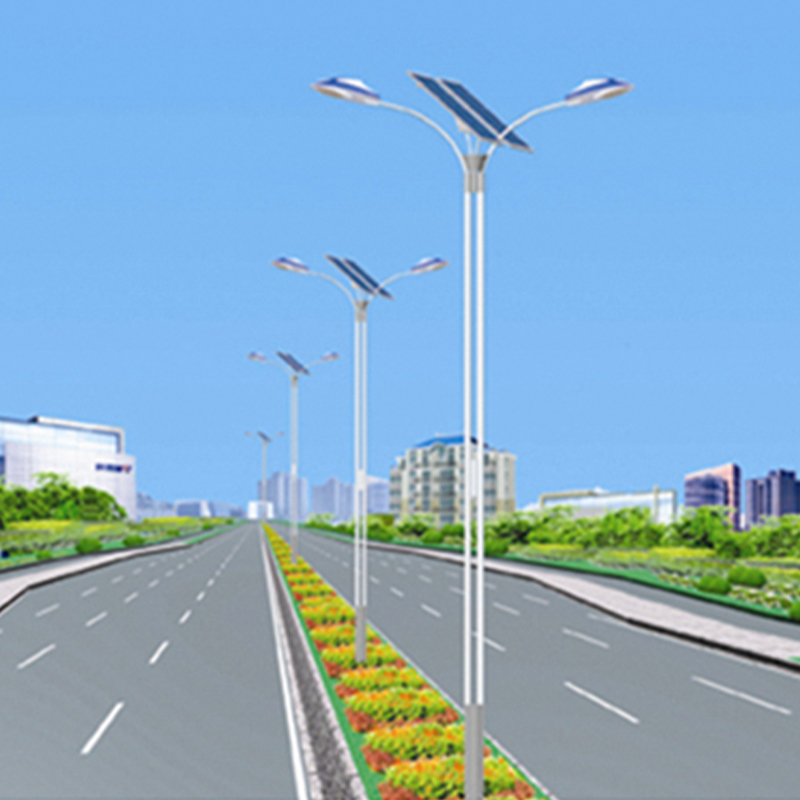 Farola solar de doble brazo