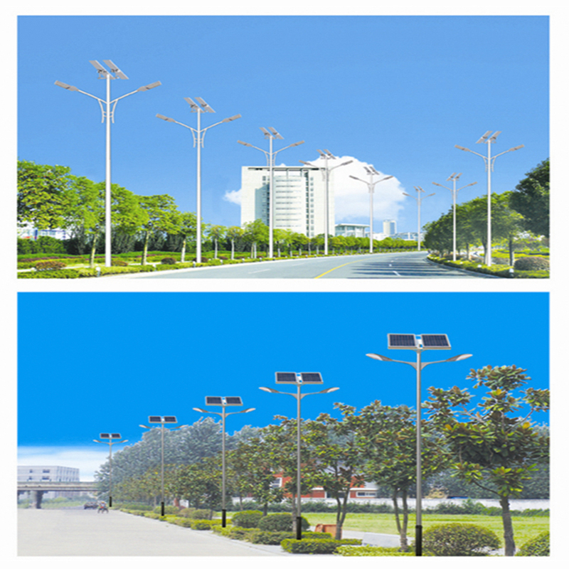 Farola solar de doble brazo