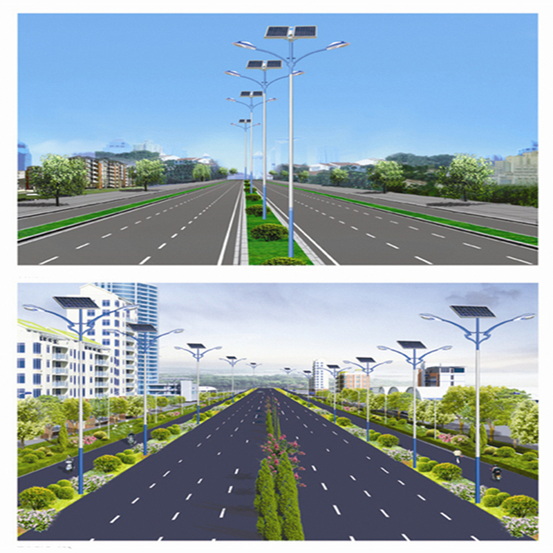 Farola solar de doble brazo