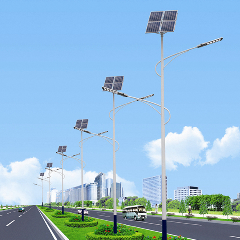 Farola solar de doble brazo